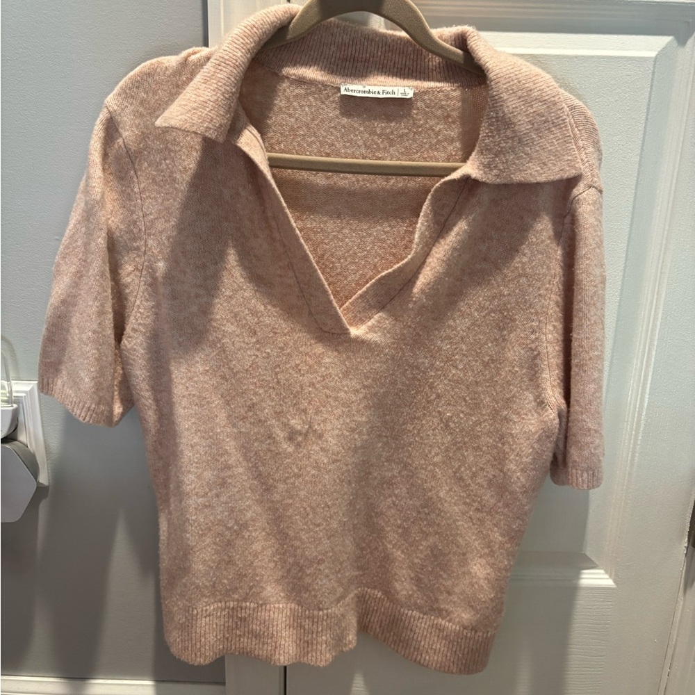 AF pink short sleeve v neck sweater